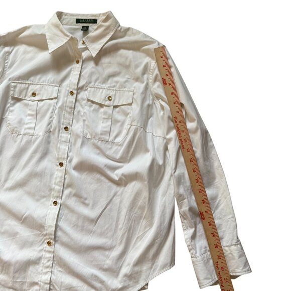 NWT Lauren Ralph Lauren Oversized Button-Up Shirt Top Womens 1X Timeless White - Picture 11 of 12